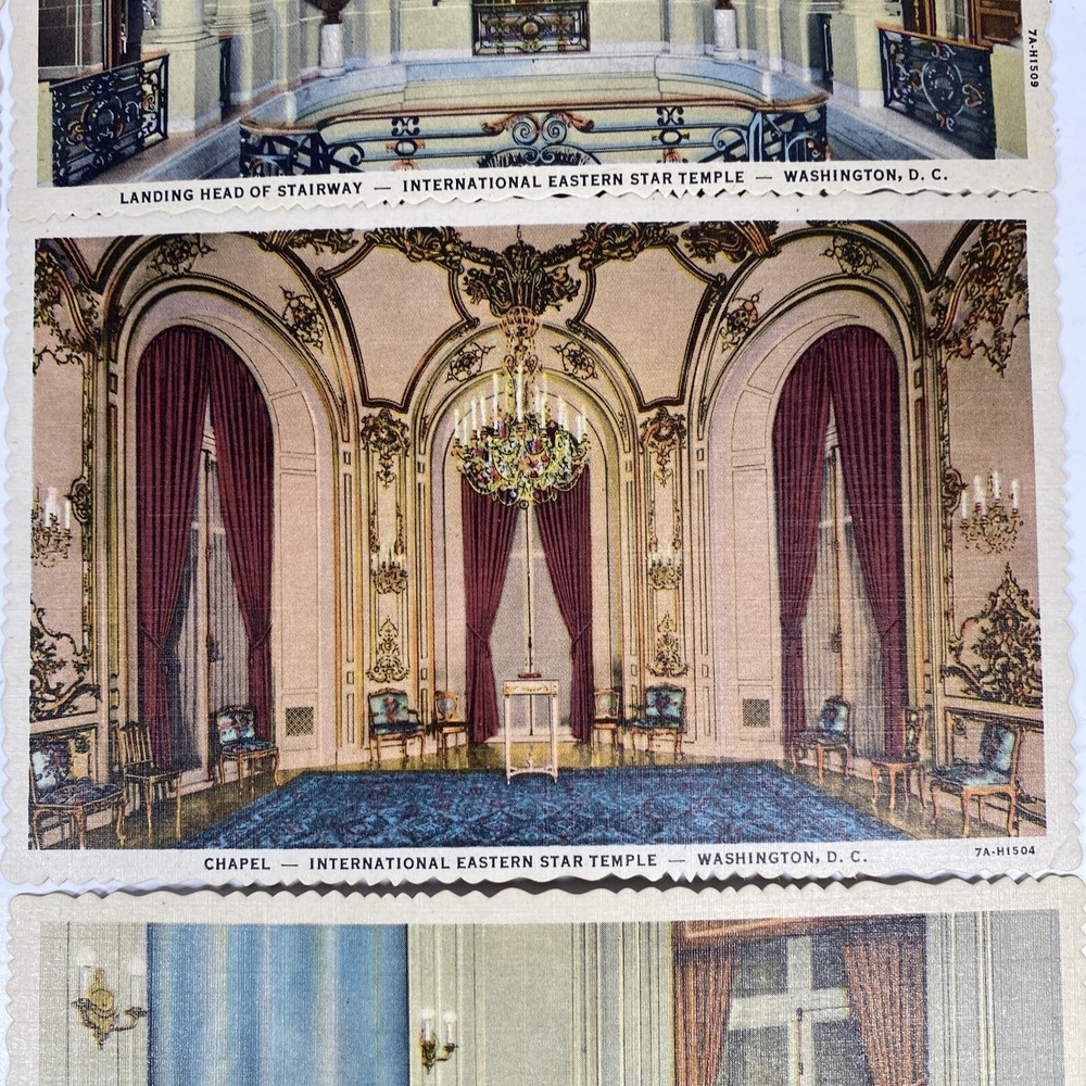 International Eastern Star Temple Postcard Lot 6 Unposted Study Treasure Room - Picture 6 of 8